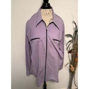 Vintage Versace Classic V2 Lavender Zip Front Collared Shirt Jacket Size XL